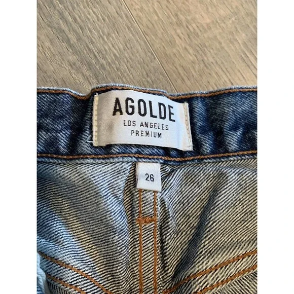 Agolde Cut-Off Shorts Women's Size 26 Blue Denim 100% Cotton Distressed Button